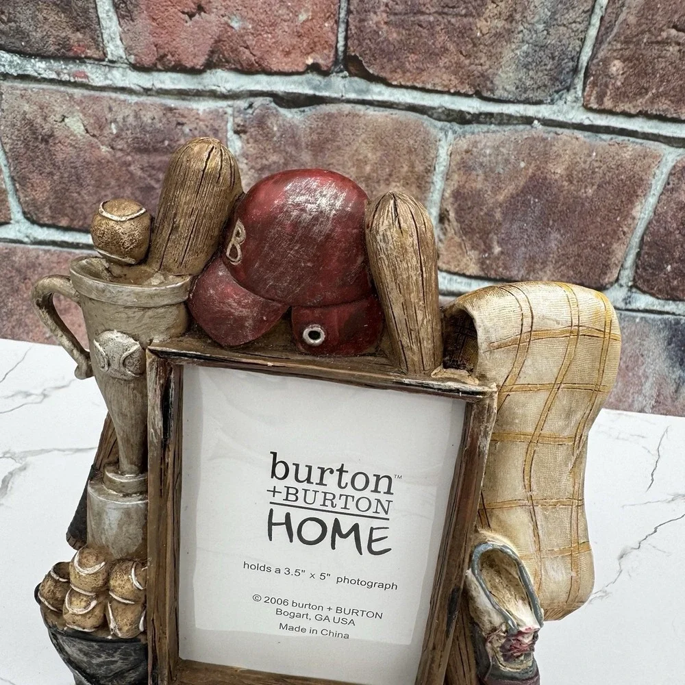 Set of 2 Baseball Photo Picture Frames Resin 3D Burton Home Youth Sports Vintage